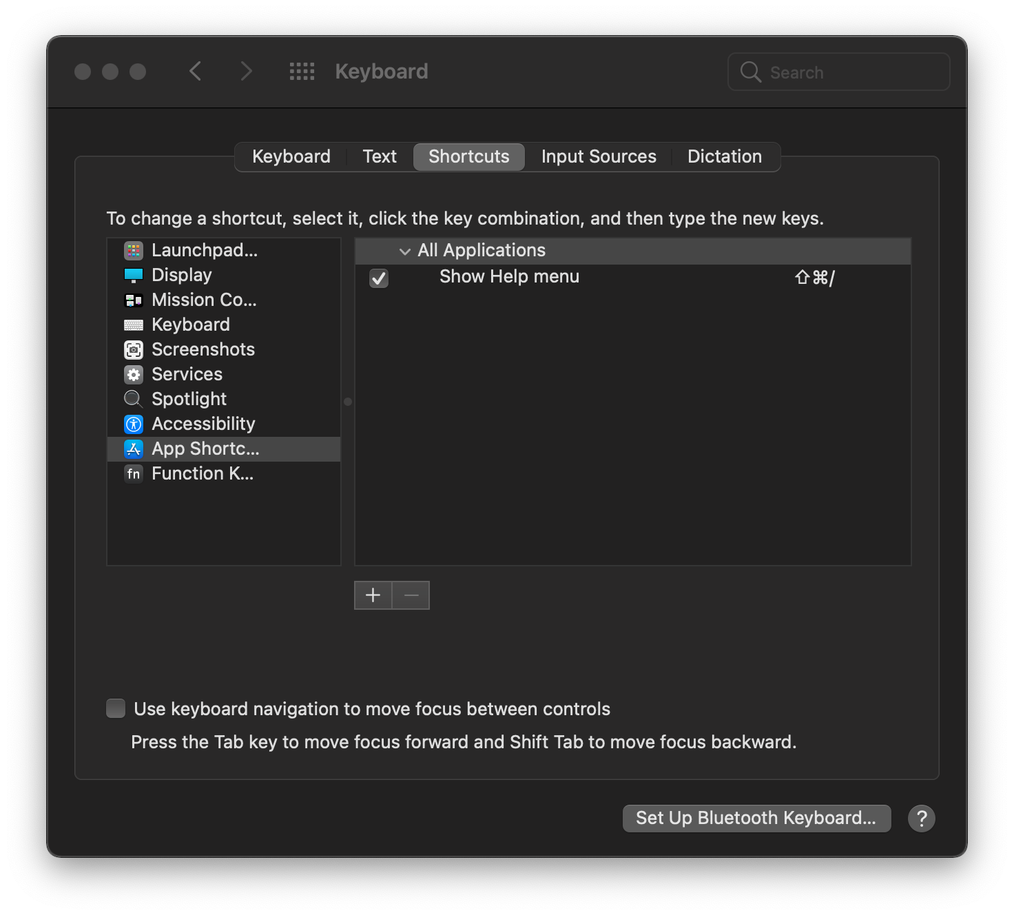 MacOS System Preferences Keyboard Shortcuts